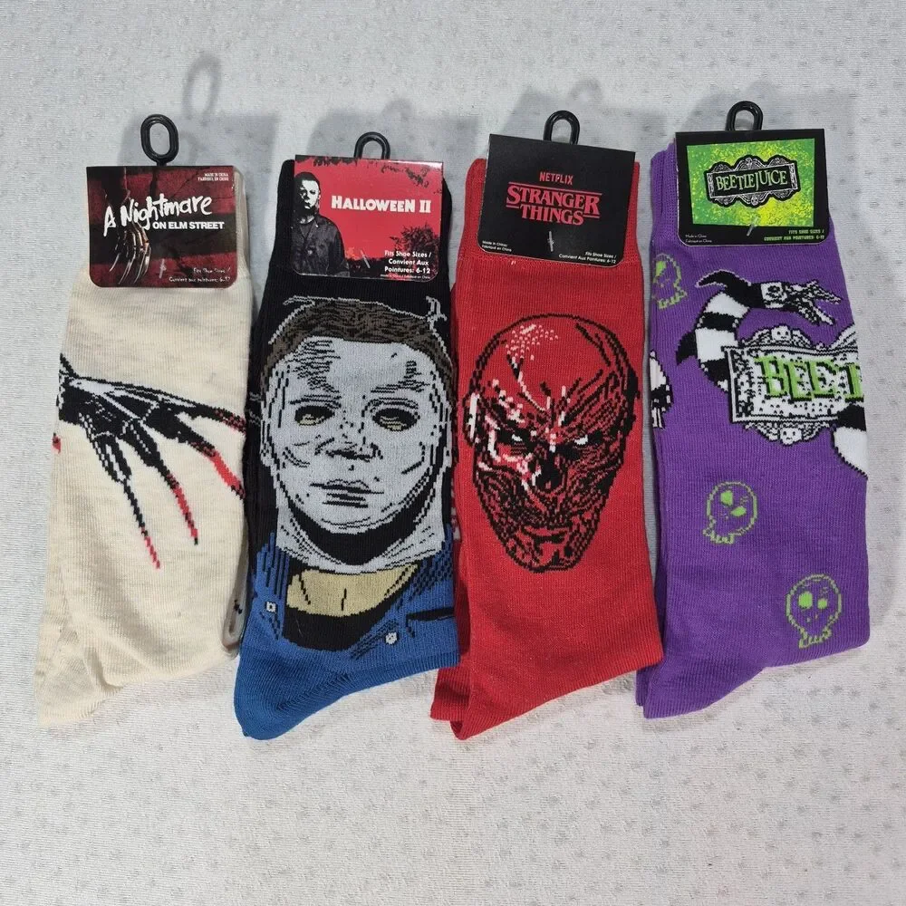 NWT Spooky Halloween Unisex 4 Pack Crew Socks One Size Fits Most 6-12